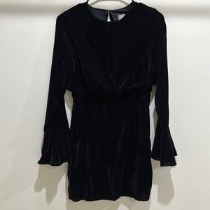 Long sleeve black velvet dress